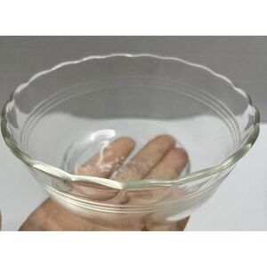 4 Vintage Pyrex 464 Clear 10oz Scalloped Edge Custard Dessert Bowls - VGUC